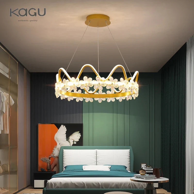 Crystal Flower Ring Chandelier for Modern Living and Bedroom