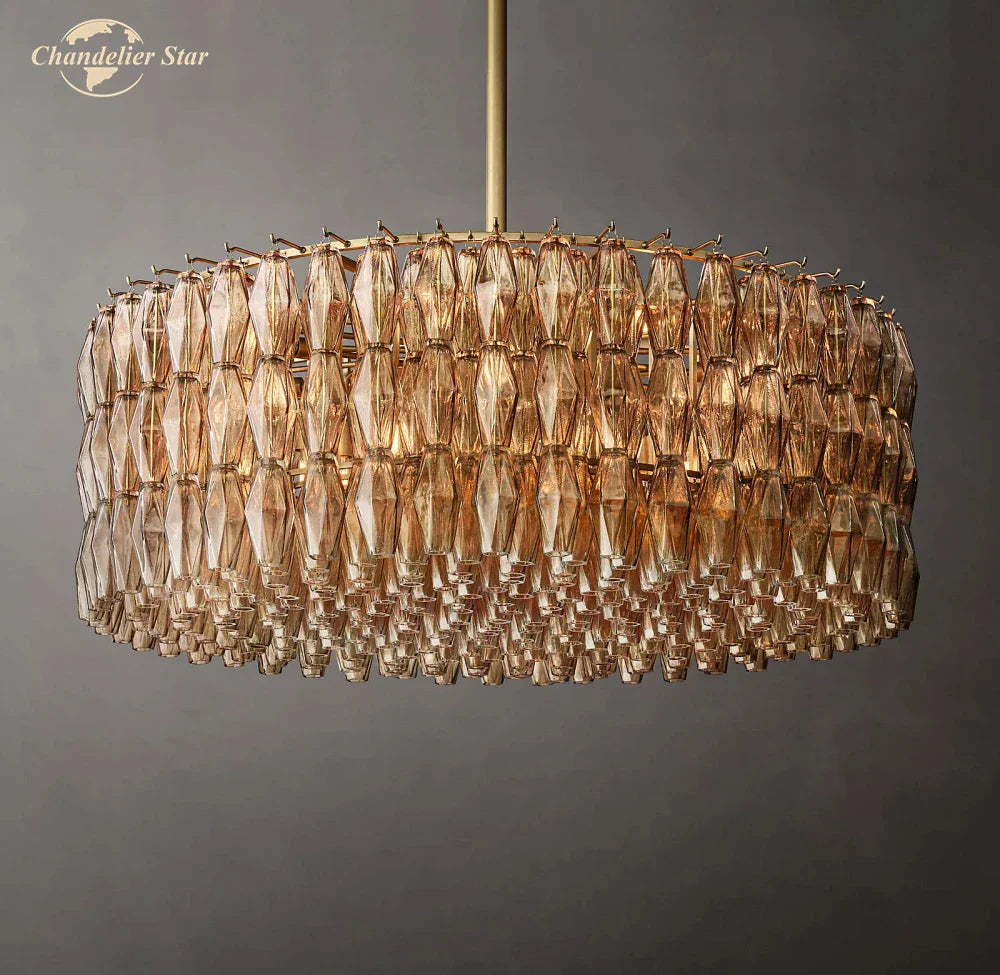 LED Smoke Glass Chandelier Pendant Light for Living Room Decor