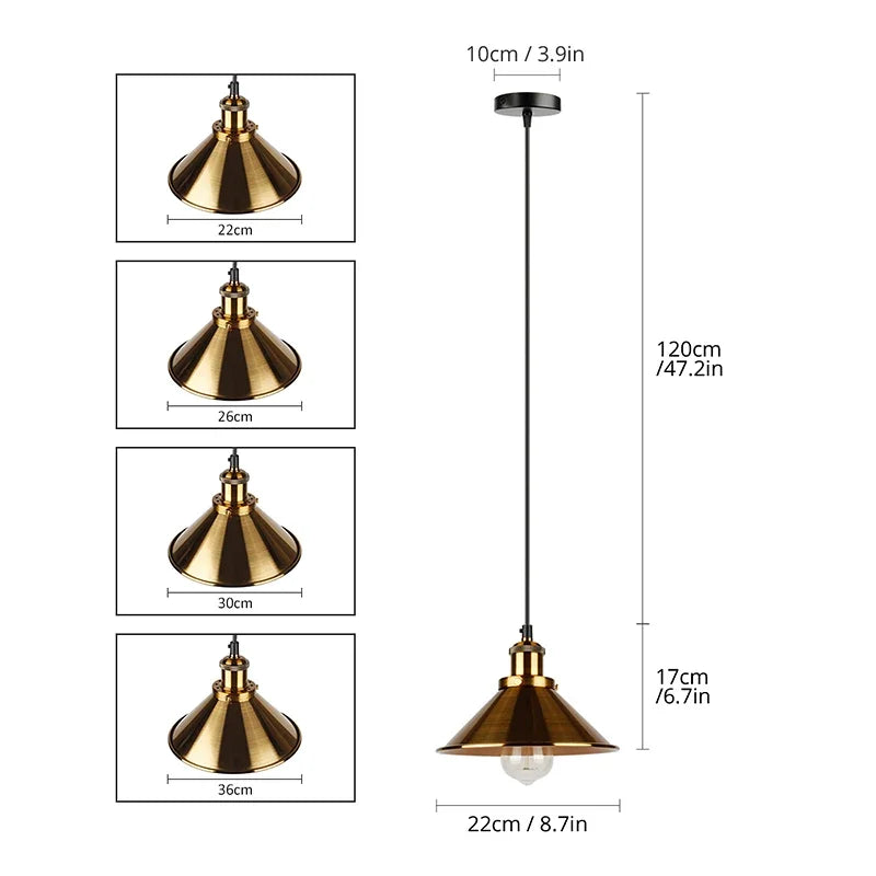 Vintage Industrial Chandelier - Retro Loft 3-Head Pendant Lamp in High-Quality Black Gold Finish