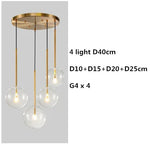 Clear Glass Globe LED Pendant Chandelier for Dining Room and Living Room
