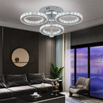 Crystal Flush Mount Chandelier: App Dimmable Rings Shape Ceiling Light