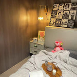 Cube Glass LED Wall Sconce Walnut Wood Rotatable Mirror Light