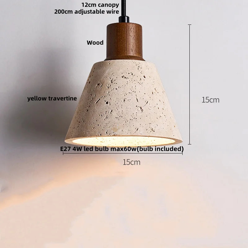 Yellow Travertine LED Pendant Light Glass Hanging Lamp for Modern Home Decor