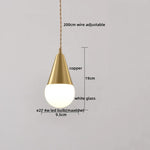 Nordic Copper Glass LED Pendant Light for Bedroom Living Room Corridor