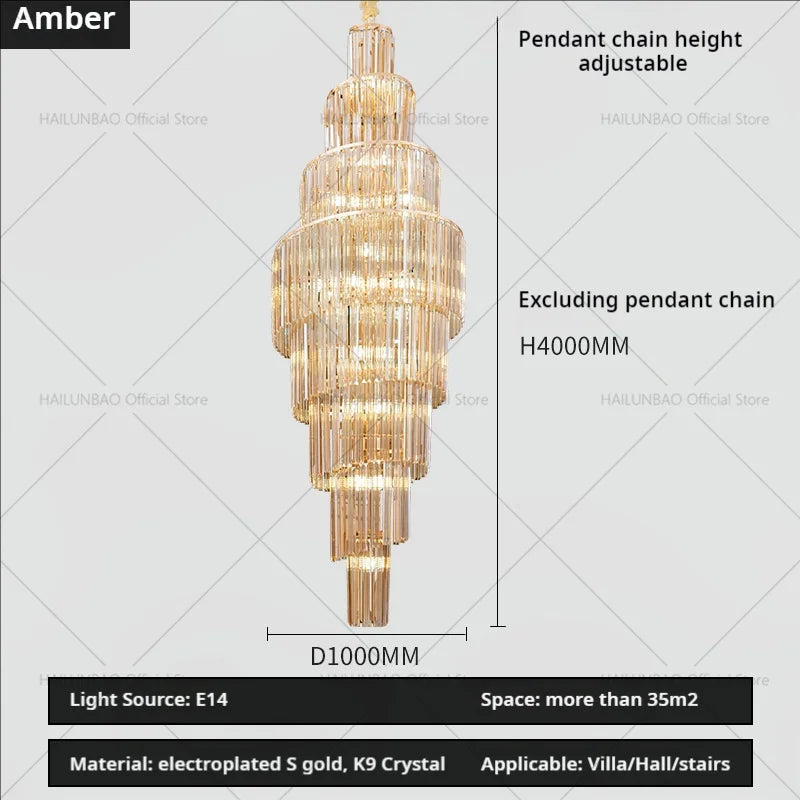 Crystal Chandelier for Penthouse Villa Living Room - Modern Light Luxury Design