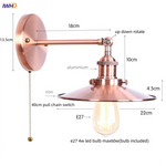 Loft LED Wall Lamp Gold Pull Chain Switch Industrial Luminaire