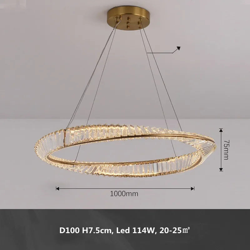 Gold Metal LED Dimmable Ceiling Light with K9 Crystals