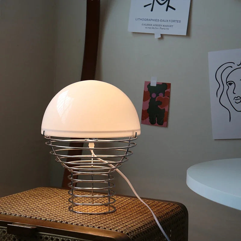 Nordic Glass Table Lamp Retro Metal Spring Design for Modern Living Spaces