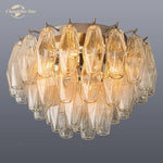 LED Glass Flushmount Ceiling Lamp Modern Round Fixture - Brass Finish