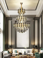 Crystal Loft Chandelier: Modern Luxury Pendant Light for Living Room or Hotel Lobby