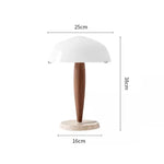 SHY3 Walnut Wood Desk Lamp Glass Shade Marble Base Table Light