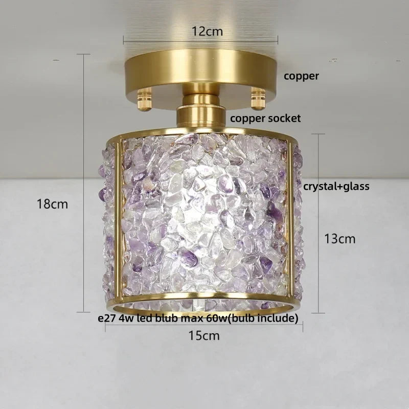 Tiffany Style Crystal Glass LED Ceiling Light Fixture for Aisle Bedroom Kitchen