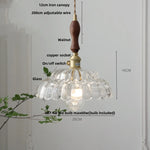 Walnut LED Glass Flower Pendant Light Fixture Adjusts Wire Modern Dining Bathroom