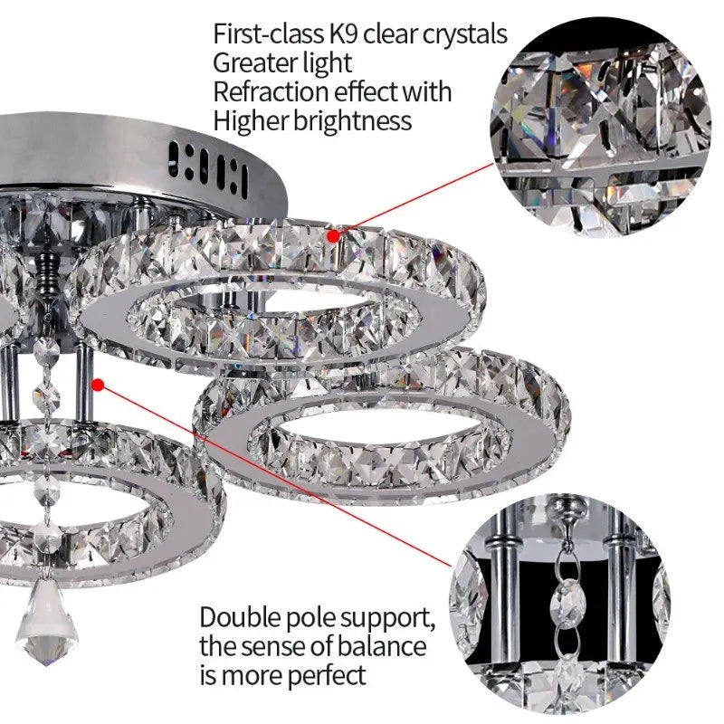 Modern Crystal Chandelier Ceiling Lamp for Bedroom Living Dining Room