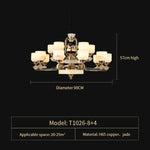 Copper Jade Duplex Chandelier: Chinese Villa Hall Lighting for Hotel Lobby & Living Room