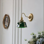 Green Glass LED Wall Sconce Copper Knob Switch Vintage Loft Stair Light