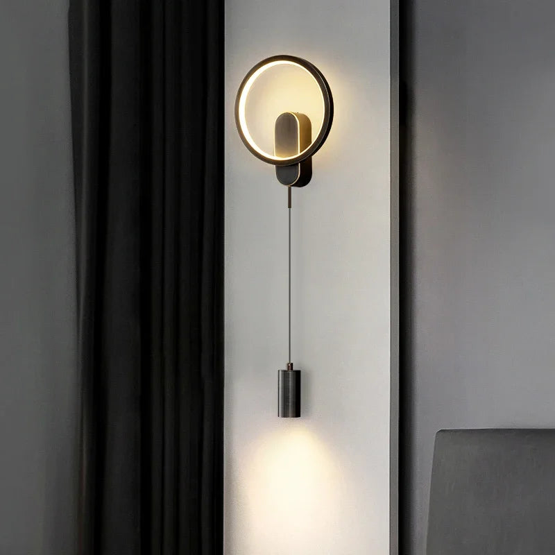 LED Moon Wall Light American Style Bedroom Decor Copper Wall Lamp
