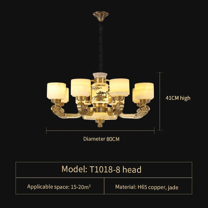 Natural Jade Chandelier - Luxurious Zhongshan Lamps for Dining, Bedroom, and Living Room