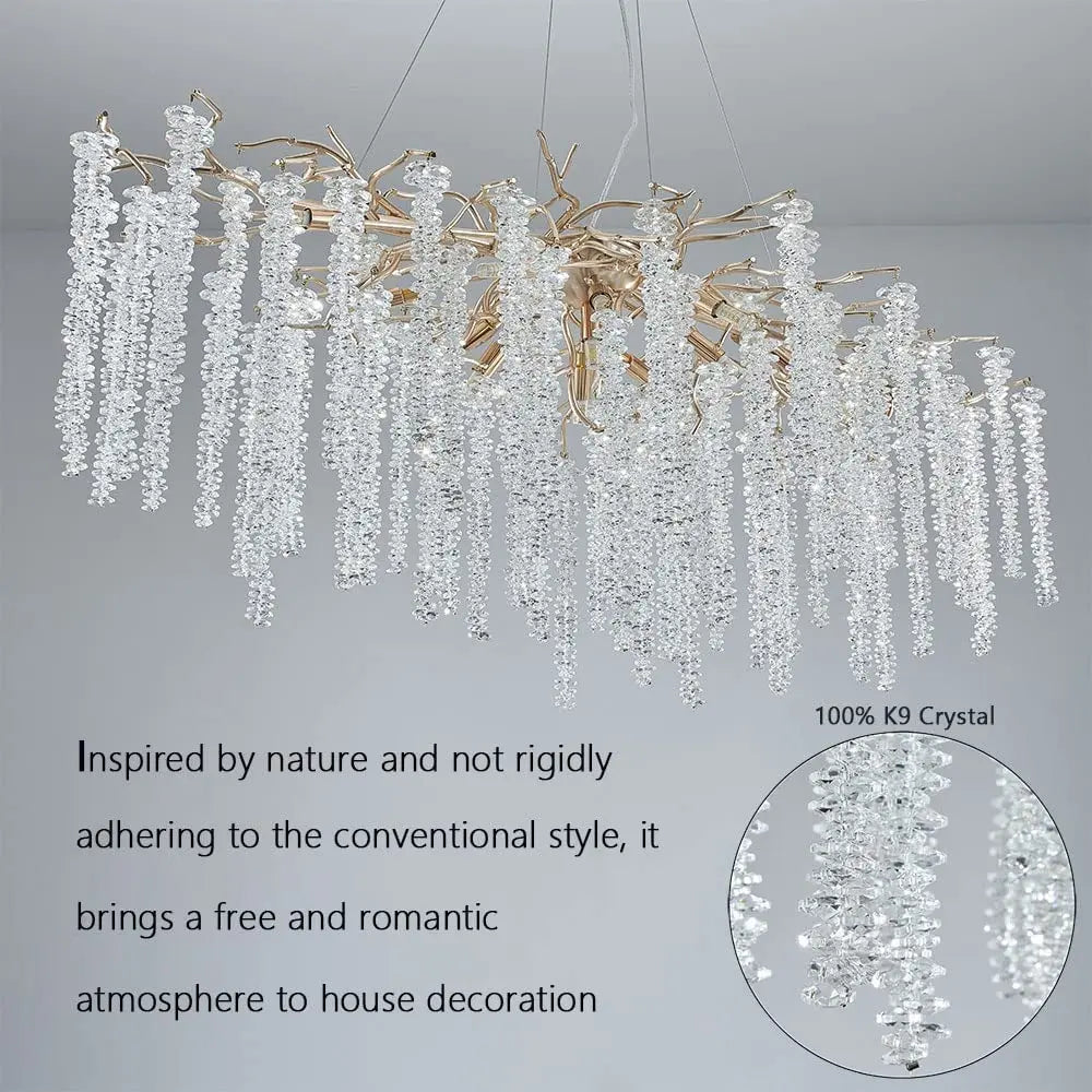 Crystal Tassel Chandelier: Elegant Dining Room Pendant Light Fixtures