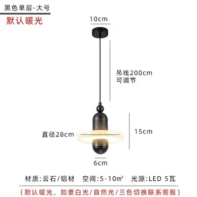 Nordic Marble Single Head Chandelier Luxury Lamps for Modern Restaurant & Bar