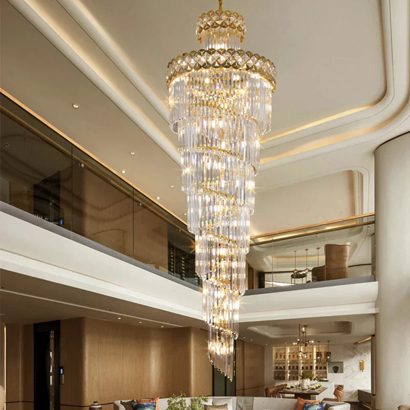 Luxury Crystal Chandelier for Duplex Building, Hotel Lobby, Villa Staircase & Hall