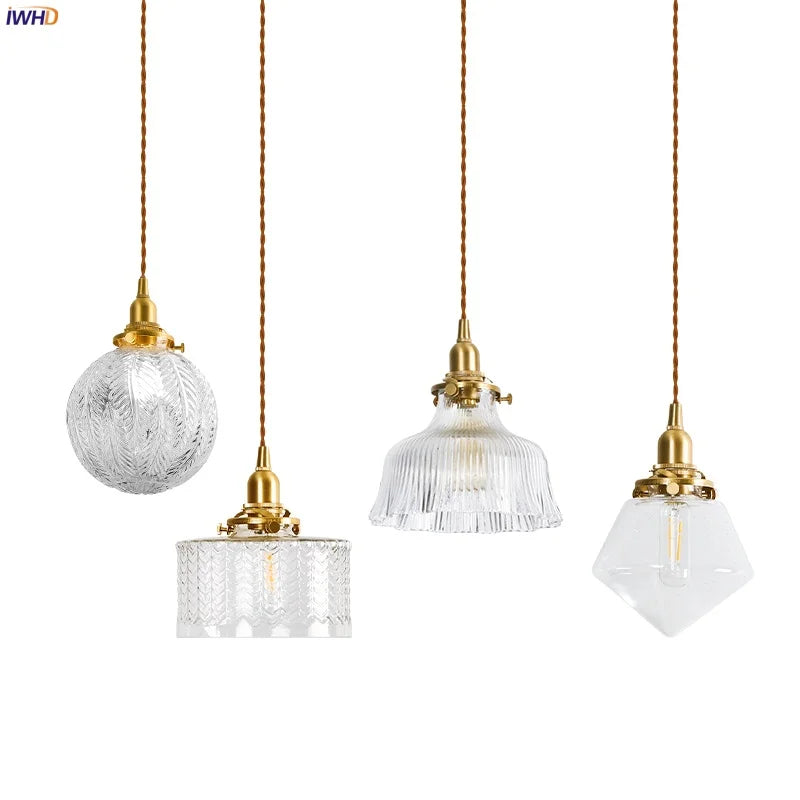 Clear Glass Copper LED Pendant Lamp for Home Decor & Lighting