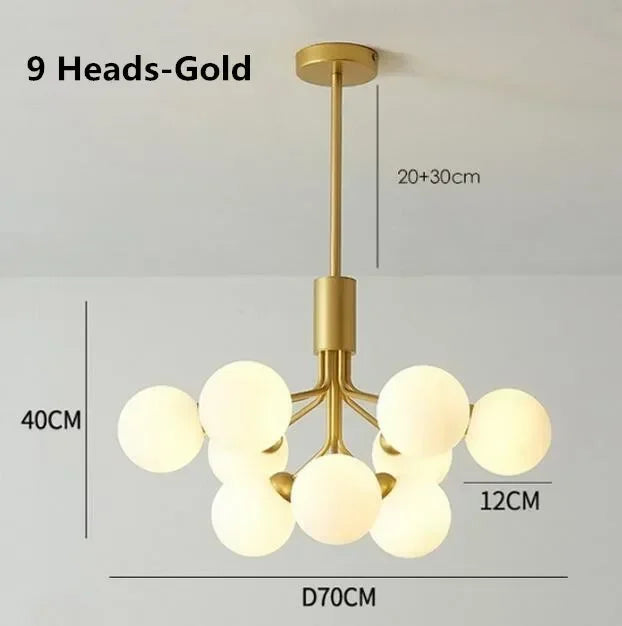 Nordic Magic Glass Ball Chandelier: Luxury Pendant Light for Living Room, Bedroom, Kitchen