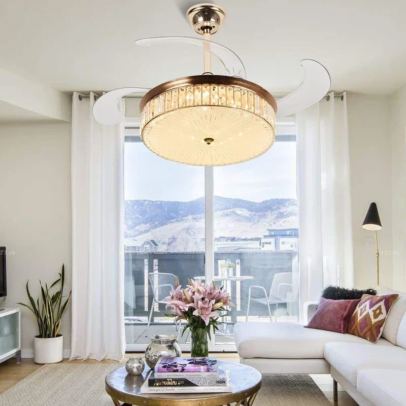 42" Invisible LED Ceiling Fan with Retractable Blades & Remote Control