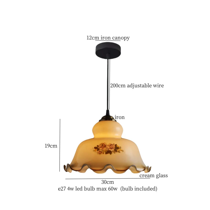 Afralia™ Cream Glass Copper LED Pendant Lamp for Kitchen Bedroom Living Room