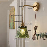 Glass Clear LED Wall Light Fixture, Modern Copper Wall Lamp