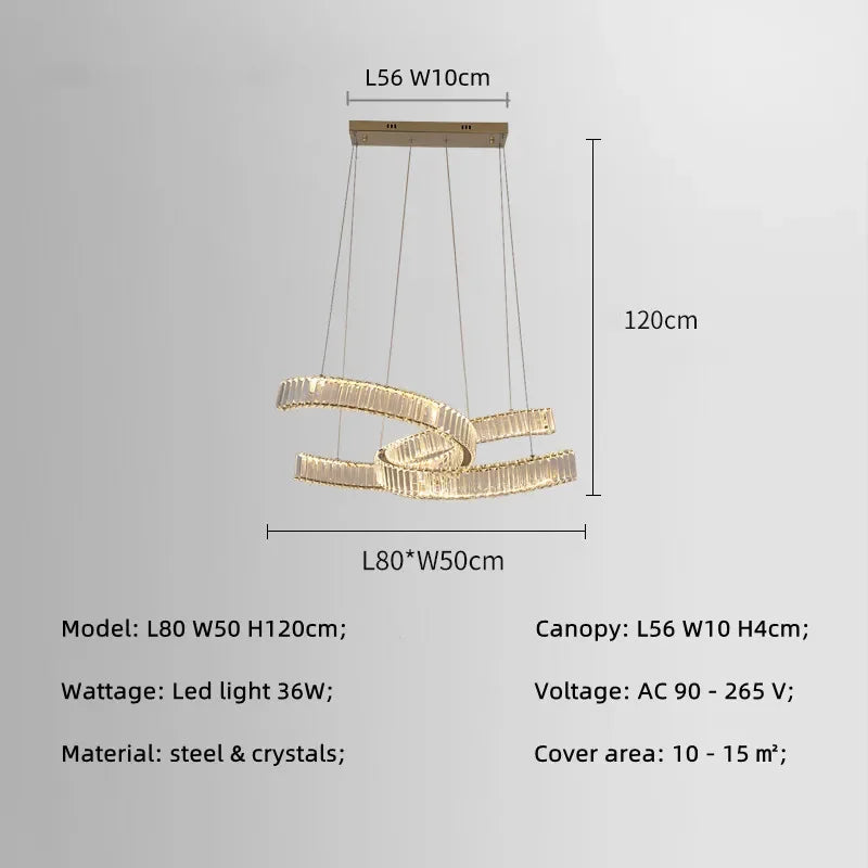 Crystal LED Pendant Lights Remote Control Dimmable Suspension Lamp