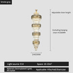 Elegant Crystal Hollow Long Chandelier for Duplex Living Room and Stairwell