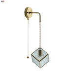 Modern Clear Glass LED Wall Light with Pull Chain for Bar, Cafe, Bathroom Mirror