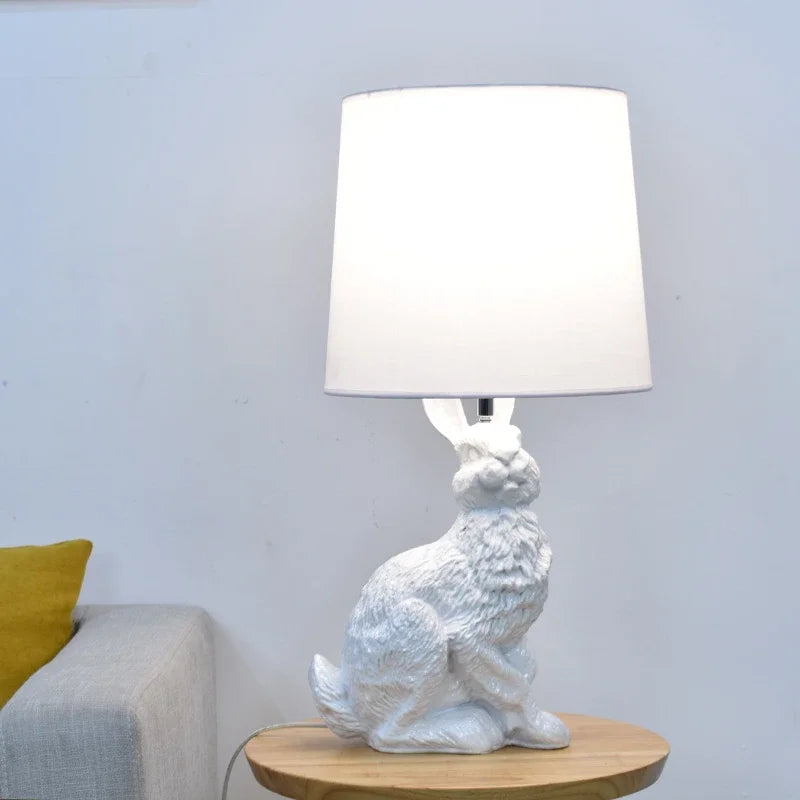 Rabbit LED Table Lamp Modern Nordic Design Resin Industrial Decor for Bedroom