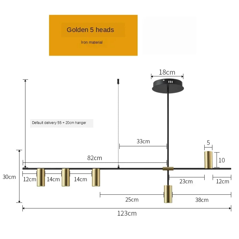 Modern Golden Metal LED Chandelier for Kitchen Dining Room Lighting