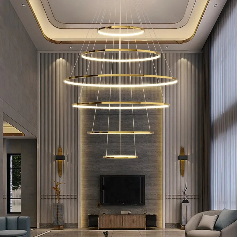 Stylish Staircase Chandeliers LED Pendant Light Lamps for Modern Living Room Lighting