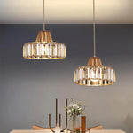 Mini Gold/Black Crystal Pendant Light: Modern Luxury Ceiling Hanging Lamp for Dining Room