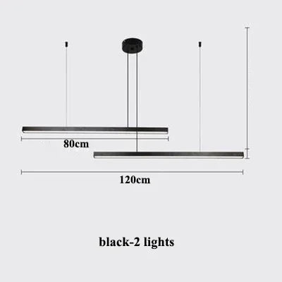 Modern Gold Black Led Pendant Lights, Dimmable, L80cm, Aluminium, Dining Room Hanging Lamp