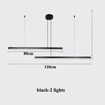 Modern Gold Black Led Pendant Lights, Dimmable, L80cm, Aluminium, Dining Room Hanging Lamp