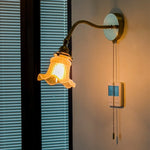 Afralia™ Glass LED Wall Light Fixture Bedroom Stair Living Room Bedside Lamp Vintage Copper