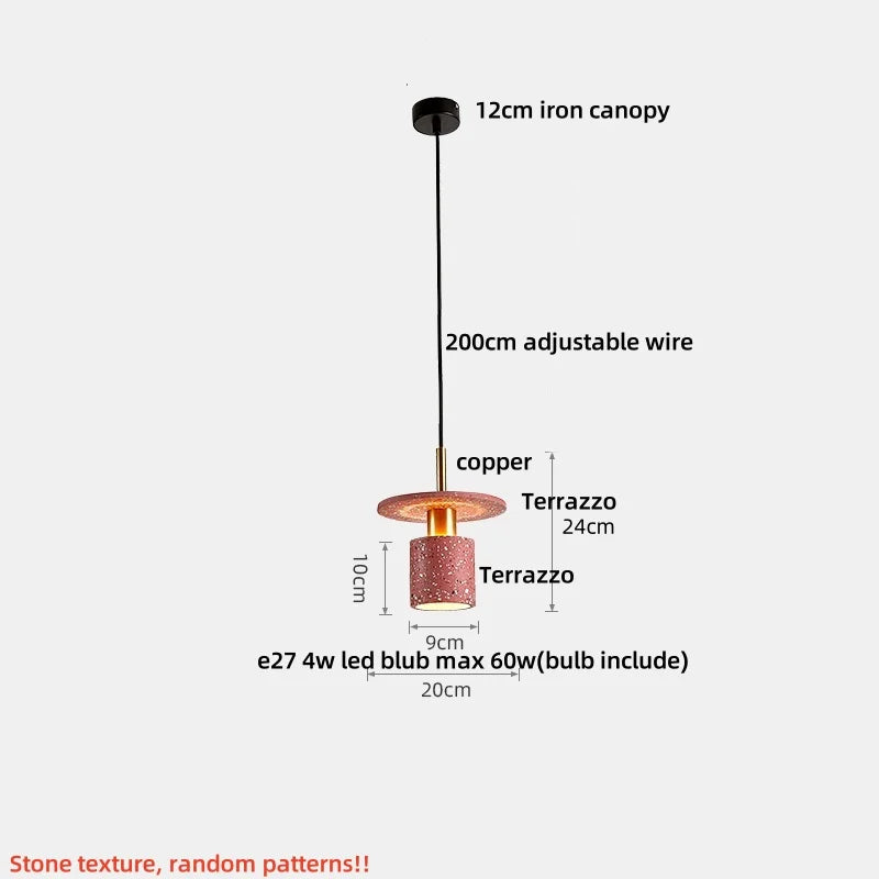 Terrazzo Stone LED Pendant Lights for Modern Home Decor