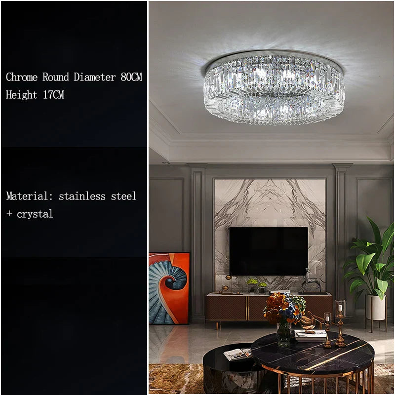 Crystal LED Ceiling Lamp for Chic Living, Bedroom, and Dining Room