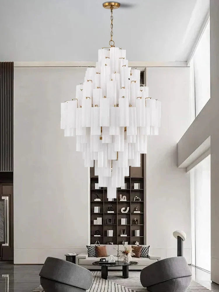 Classic Gray Glass Large Pendant Light - Vintage Lobby Hanglamp Lamparas