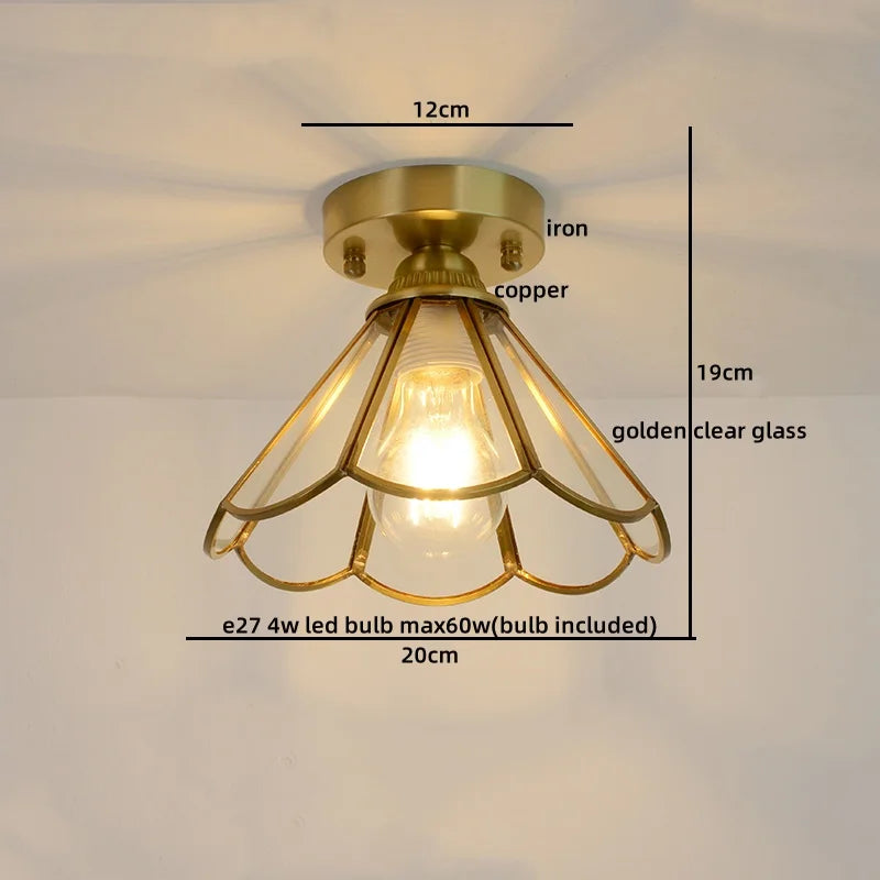 Glass Copper LED Ceiling Light - Nordic Home Lighting Fixture