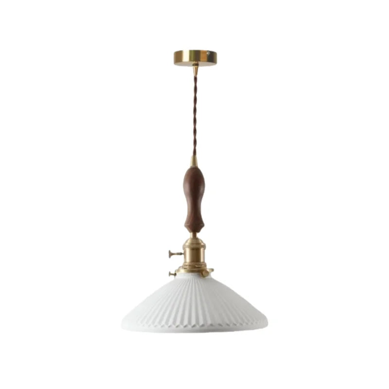 Ceramic Wood LED Pendant Light Fixtures for Bar, Bedroom, Living Room