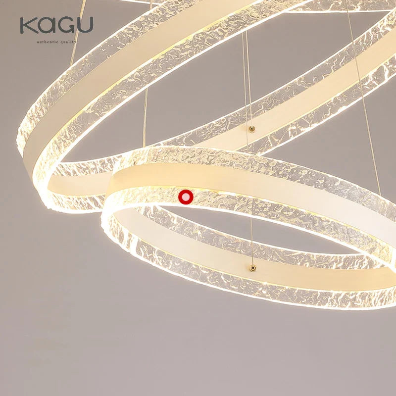 Circle Rings LED Chandelier for Living & Dining Room - Modern Acrylic Aluminum Lighting
