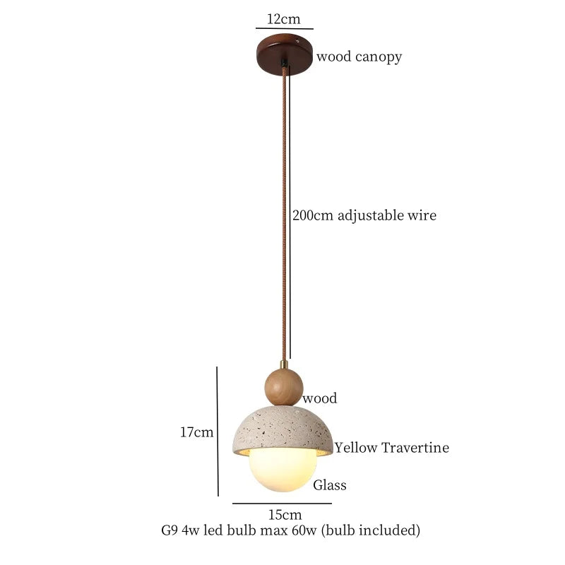 Yellow Travertine LED Pendant Light for Modern Home Decor