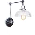 Vintage Loft LED Wall Lights Pull Chain Switch Chrome Clear Glass Fixtures