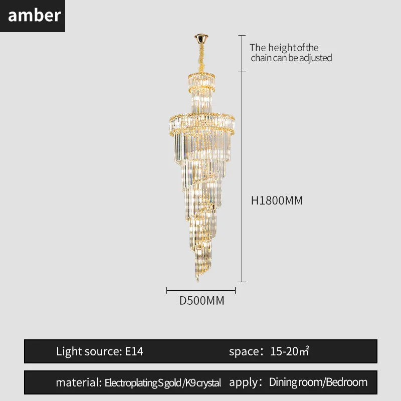Crystal Spiral Chandelier Duplex for Modern Spaces