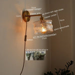 LED Glass Copper Wall Sconce Pull Chain Switch Lamp for Bedroom Living Room